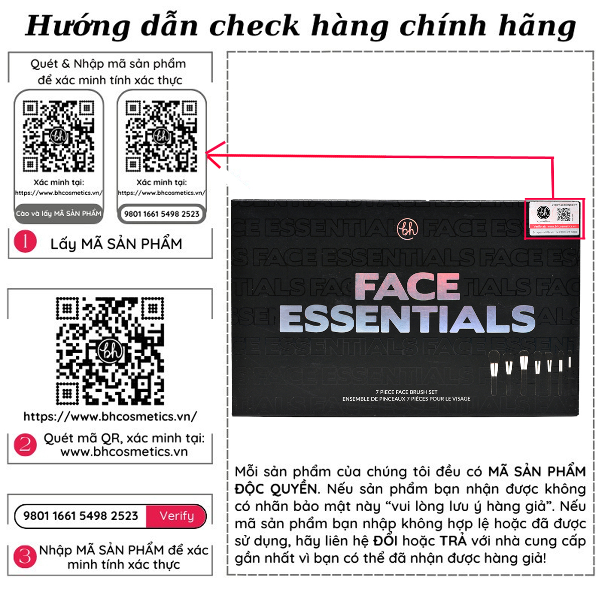 Bộ Cọ Trang Điểm 7 Cây BH COSMETICS Face Essentials BHBO04